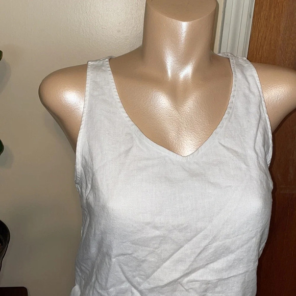 Victoria Sophia women’s Medium dress mini white linen sleeveless concert bride - Picture 4 of 11